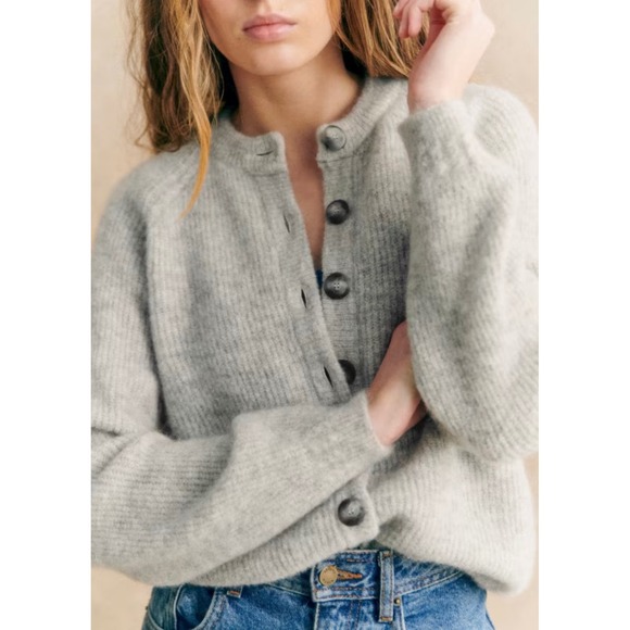 Sezane Sweaters - Sézane Othello Cardigan M Light Beige Baby Alpaca Italy Sweater fits xs shrunk